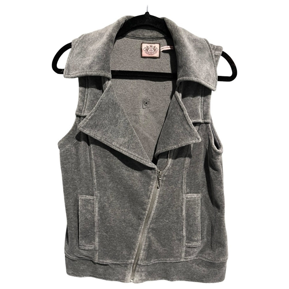 Y2K Juicy Couture Asymmetrical Velour Moto Zip Vest Small
